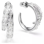 Vienna hoop earrings Mixed cuts, White, Rhodium plated